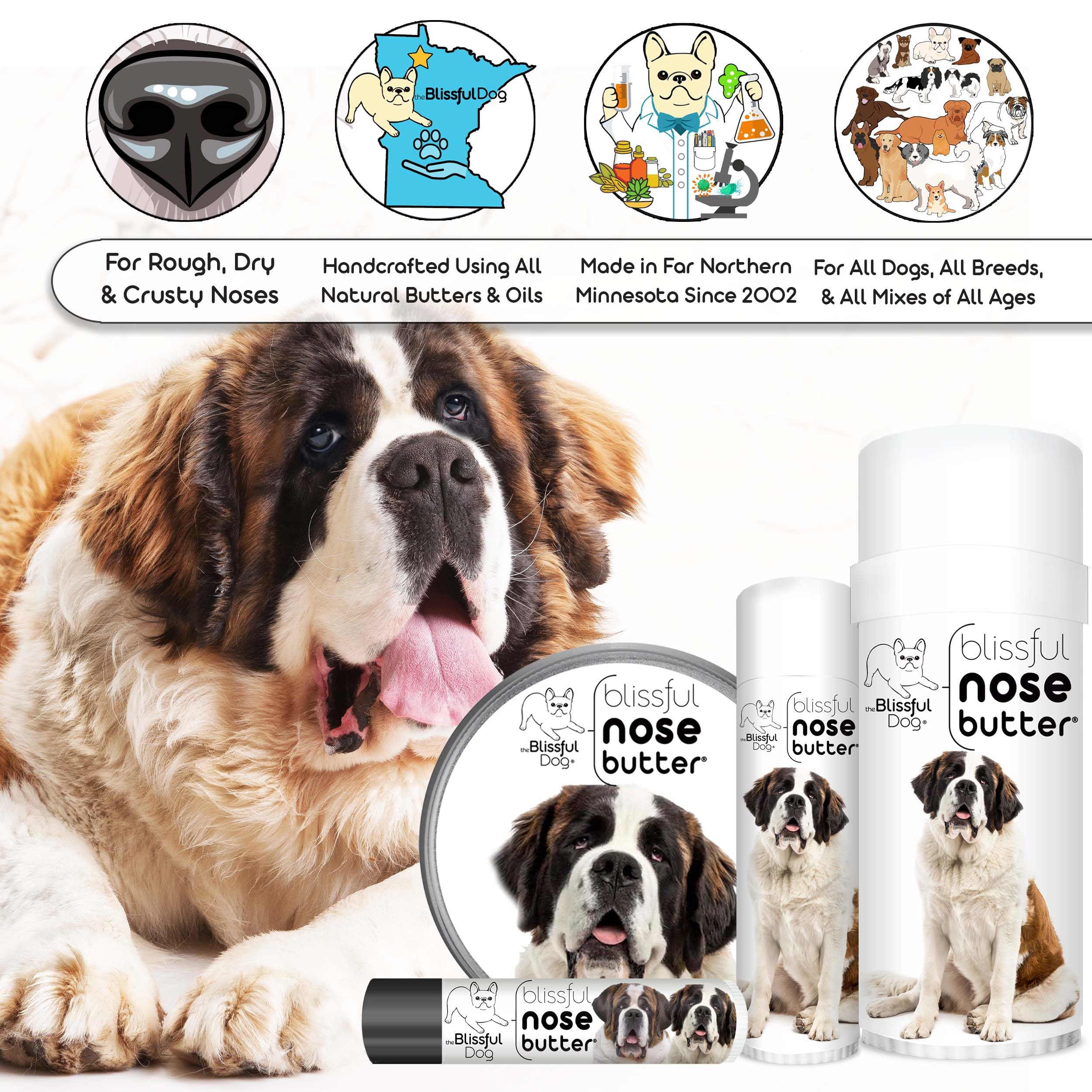 The Blissful Dog Saint Bernard Unscented Nose Butter - Dog Nose Butter, 2 Ounce
